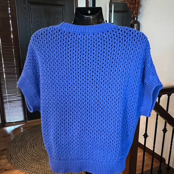 Express Open Weave Short Sleeve Sweater Matisse Blue Size medium - Picture 4 of 6